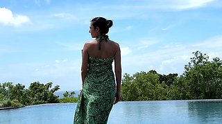 Teasing at the Pool in Micro Bikini, Swimming