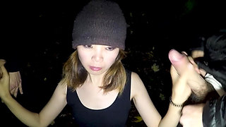 Japanese Teen Secretly Sucks Big Dicks at Night