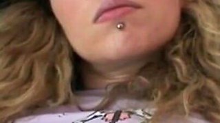 Blonde girl masturbates on the couch then comes the old pig who shows his cock