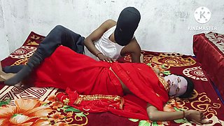 Bhabhi in a red saree getting down with cowgirl and doggy style