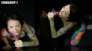 Betty Solace shares cum with others through a gloryhole