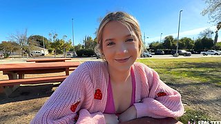 A cute couple, Alex Jett and Becky Summer, have their first intimate experience
