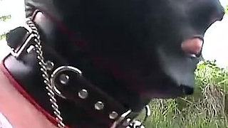 Bondage Slave on Leash Fisted in Ass and Licking Feet of Fantastic Mistress