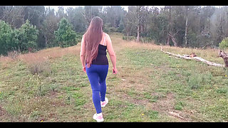 In the Forest Showing off and Letting Him Touch My Tits, Ass and My Huge Cameltoe