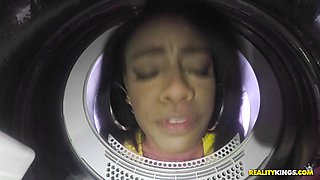 Brittney White gets fucked all over the washing machine