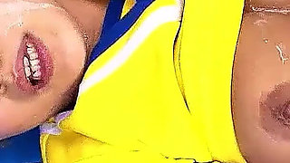 Japan cheerleader teen with big tits fucked at bukkake party uncensored