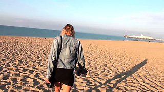 Perfect blond making solo masturbation