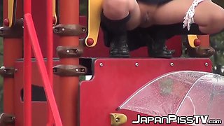 Rain Does Not Stop Japanese Chicks From Peeing In Public