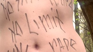 Outdoor Body Writing and Pissing Humiliation