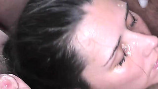 Hot MILF and Teen Sharing Multiple Cumshots