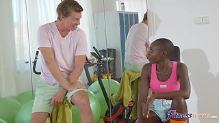 Ebony Girl Interracial Fucking In The Gym