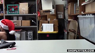 Thin brazilian shoplifter Katya Rodriguez fucks shop santa