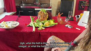 Humiliating the Powerless Slave at the Dining Table (223)