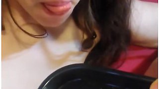 Pinkmoonlust Thinks She Can Squirt Glitter In Her Mind! She Tastes Her Own Pussy Cum & Pours On Neck