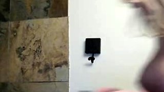Big Boobed Blonde Masturbates With A Dildo In The Bathroom