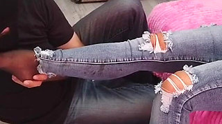 Foot worship for a blonde mature woman
