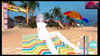 Pale Big Breasted woman LOVES to have sex in the Beach - Hentai Eroge Game