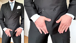 Suited Businessman Jerking off