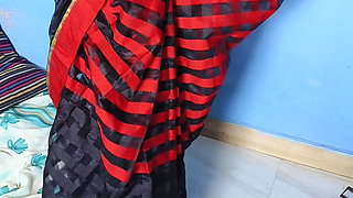 Black Saree Wearing Hot Show