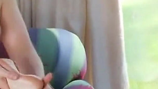 Sheila Faye lets her masseuse blow his wad all over her shaved pussy