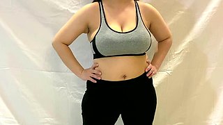 Beautiful Curvy Teen with Big Tits Gets Horny During Workout Begins to Fingering Pussy Masturbating to Orgasm