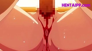 Sexy Brunette Anime Milf with Large Breasts Pleasures Cock - Hentai Porn