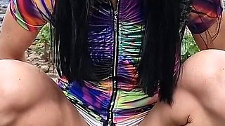 Gaping My Pussy Outdoors and Pissing