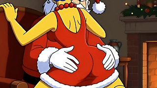 Santa Claus Fucks Married Housewife Marge Simpson on Christmas Day
