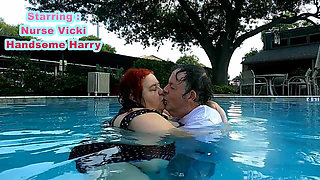 Nurse Vicki and Handsome Harry Are Having Fun Kissing in the Pool!
