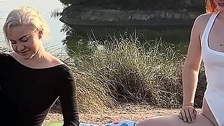 Outdoor Yoga Lesson: MILF Teacher and Her Young Student