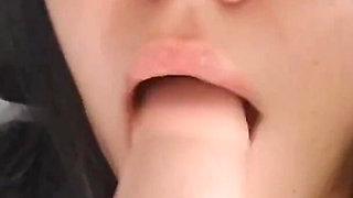Cute Girl Face Fuck with Dildo