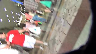 Street voyeur shoots a pantyless lady with a wonderful ass
