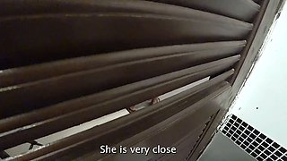 Public knob show. hotel maid witnessing me fap off and gives a blowjob cougar