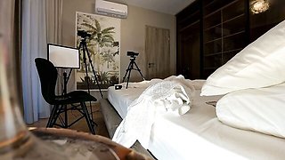 Babe sex with dollish lady-love from Ignoring Handjobs