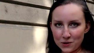 German scout - Natural college teen 18 Bella pickup and fuck at street casting