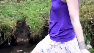 Welly Sploshing in Boots and No Panties!