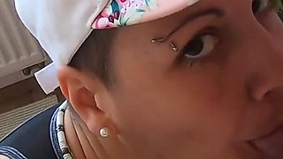Girlfriend sucks cock at home and swallows cum