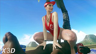 X3d Intense Hard Sex on the Beach Hot and Tasty Whore Riding on Her Lover's Cock Hard Sex