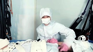 Japanese nurse in uniform delivers handjob masterpiece