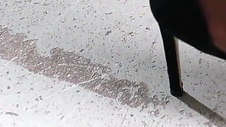 Lola Slips Out of Heels - Hot Nylons on Black Carpet