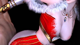 3D Cute Sexy Cosplay Queen Cheating with Old Big Cock