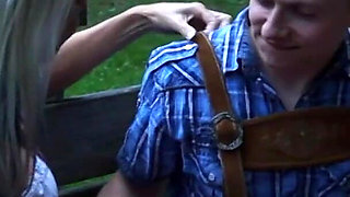 Cum Eating Blondie From France Sucking and Riding Cock at Cabin