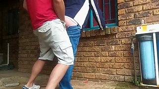 Came home from mcdonalds,we were so horny couldnt wait to fuck,so fucked in the front yard and ended up eating her massive creampie