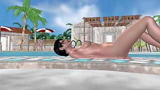 3D Animated Sex Videos: Beautiful Girl Masturbating with a Carrot on the Floor