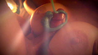 Young Artist Uses His Photographer's Cock for Her Artwork. Making Slime Drool All Over Her Huge Gorgeous Boobs - Slowmotio