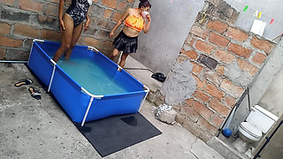 My Neighbor Is in the Pool Wearing a Very Tempting and Sexy Bikini. She's Hot.