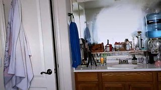 Big Boobed Blonde Masturbates With A Dildo In The Bathroom