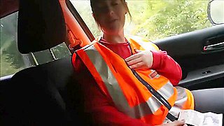 Delivery / Postal Girl Gets Cash for Public Sex &amp; Cum Swallow