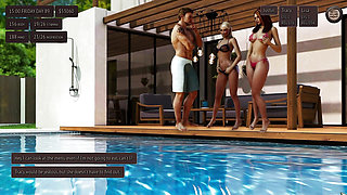 Two Hot Collage Girl is trying to Seduce me beside my Pool - 3D Hentai Animated Porn With Sound - Living With Temptation