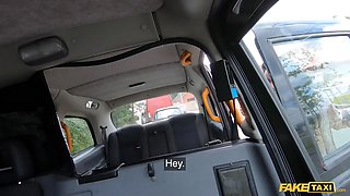Faux cab bathing suit stunner Asia Vargas strips in the back of the taxi to the drivers delight